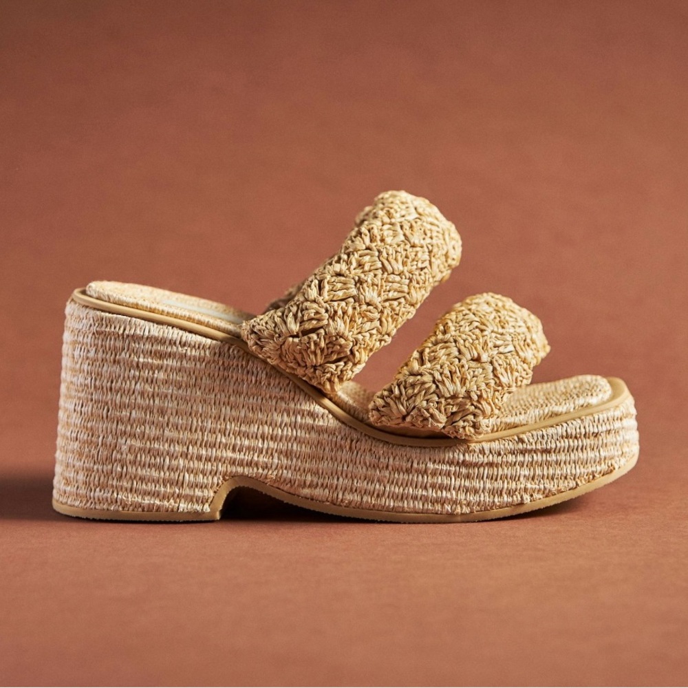 Farm Rio Natural Crocheted Puffy Platform Sandals